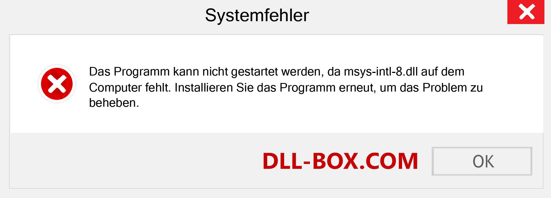 msys-intl-8.dll-Datei fehlt?. Download für Windows 7, 8, 10 - Fix msys-intl-8 dll Missing Error unter Windows, Fotos, Bildern