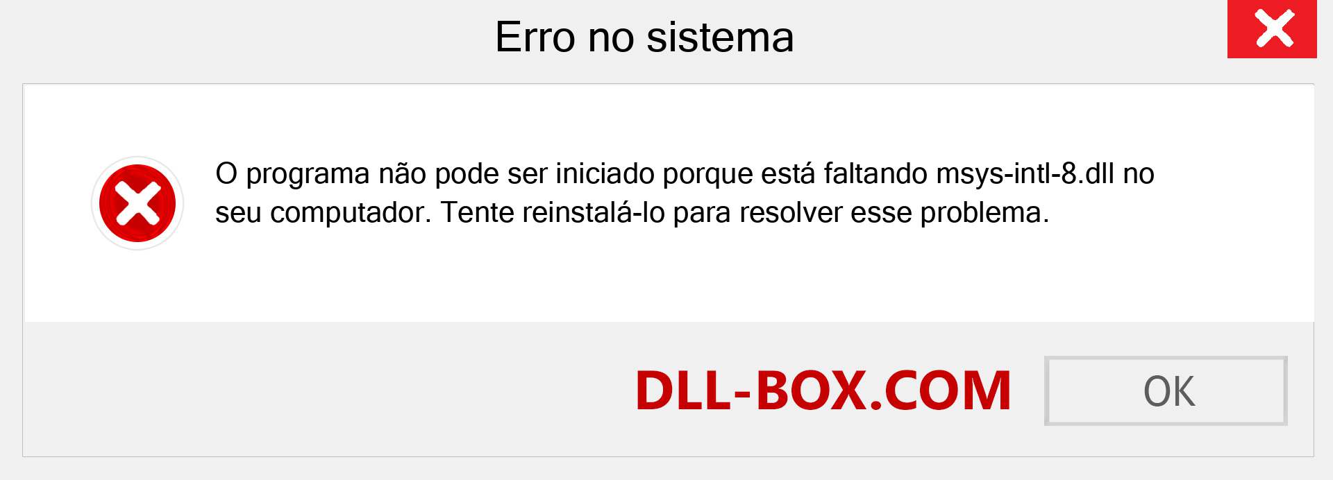 Arquivo msys-intl-8.dll ausente ?. Download para Windows 7, 8, 10 - Correção de erro ausente msys-intl-8 dll no Windows, fotos, imagens